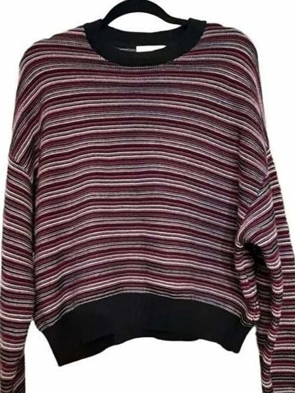 Spiritual Gangster Striped Crew Neck Long Sleeve Knit Sweater Size Small